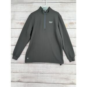 Straight Down Optic Waffle Knit 1/4 Zip Pullover Mens Medium Green Kona Kai NEW